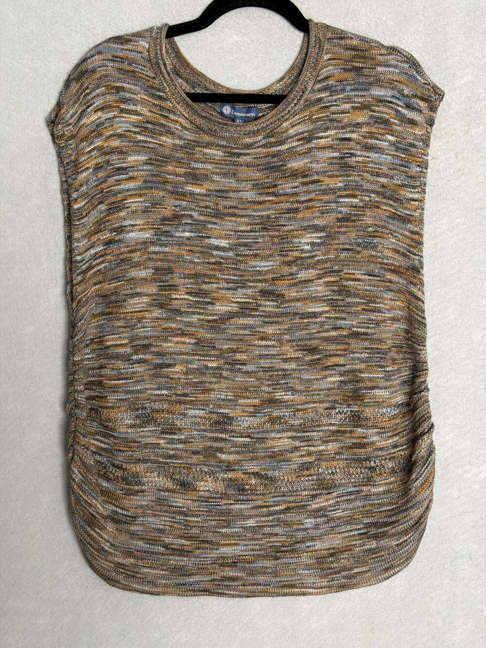Democracy Knit Sweater Sleeveless Ruched Detail Women's XL NEW